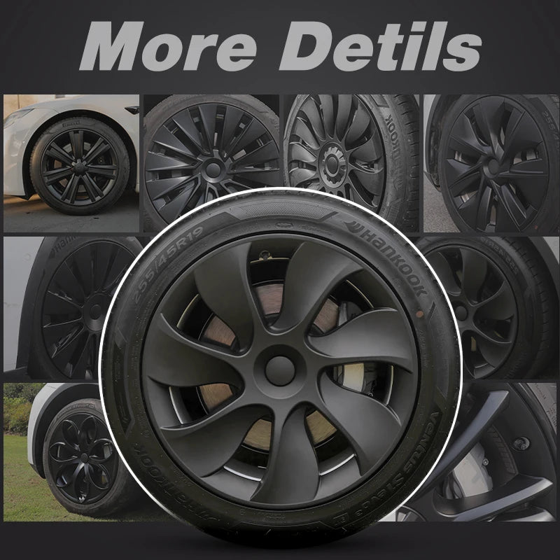 4PCS Wheel Cover For Tesla Model Y 19 Inch Right&Left Hubcaps Cyclone Style Wheel Cover Replacement Accessories