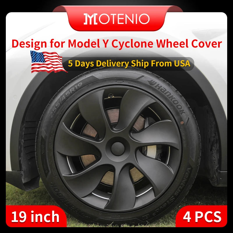 4PCS Wheel Cover For Tesla Model Y 19 Inch Right&Left Hubcaps Cyclone Style Wheel Cover Replacement Accessories