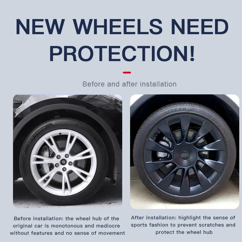 Hub Cap Patch Model Y 20 Inch Wheel Protectors ABS Hubcap Stickers For Tesla Model Y 2023 Accessories Car Decals Auto Exterior