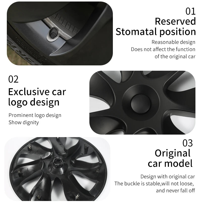 4PCS Wheel Cover For Tesla Model Y 19 Inch Right&Left Hubcaps Cyclone Style Wheel Cover Replacement Accessories