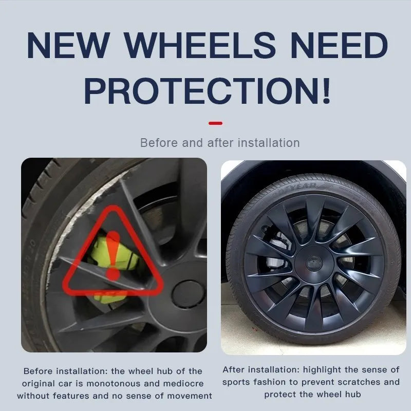 For Tesla Model Y 20Inch Hub Cap Patch Wheel Protectors Abs Hubcap Stickers Luminous Wheel Hub Cover Auto Exterior Accessories