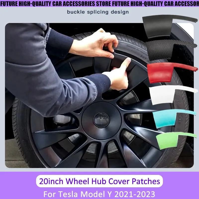 For Tesla Model Y 20Inch Hub Cap Patch Wheel Protectors Abs Hubcap Stickers Luminous Wheel Hub Cover Auto Exterior Accessories