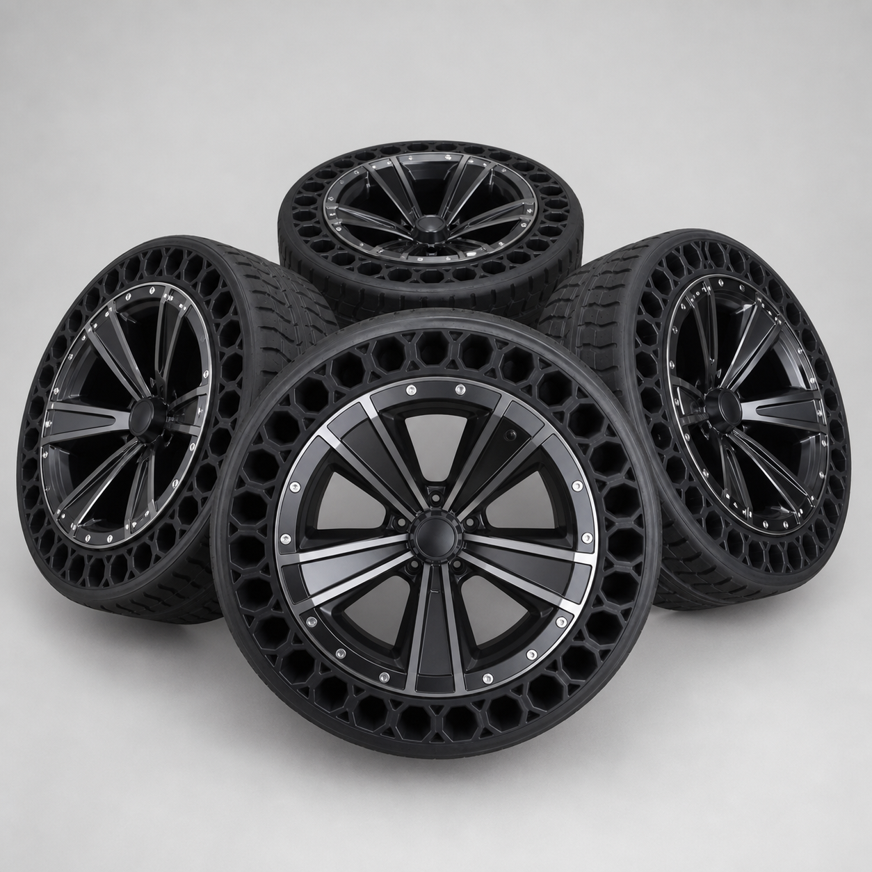 12-Inch Flat-Free Golf Cart Wheel Assembly Set