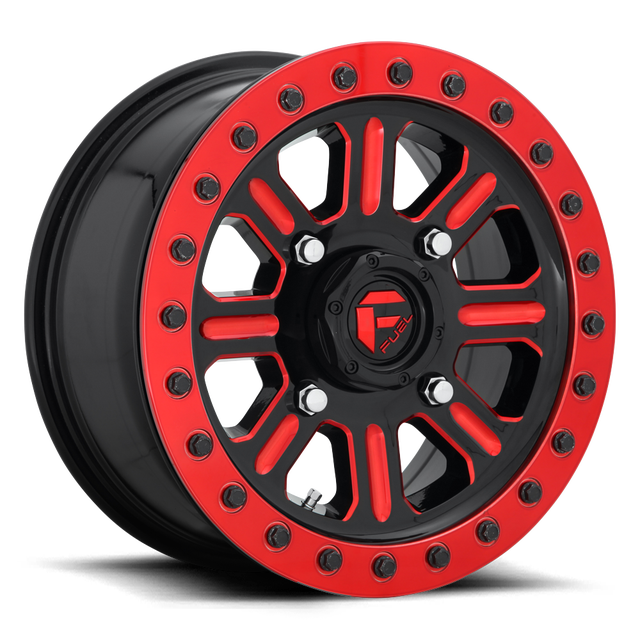 Fuel Off-Road Hardline Utv Beadlock 15" Gloss Black Red Tinted Clear wheel