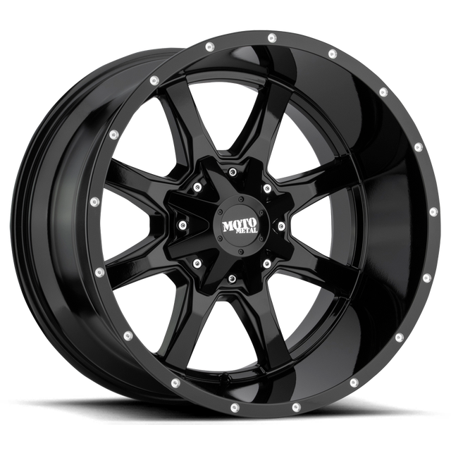 Moto Metal MO970 20" Gloss Black w/ Spot Milled Lip wheel