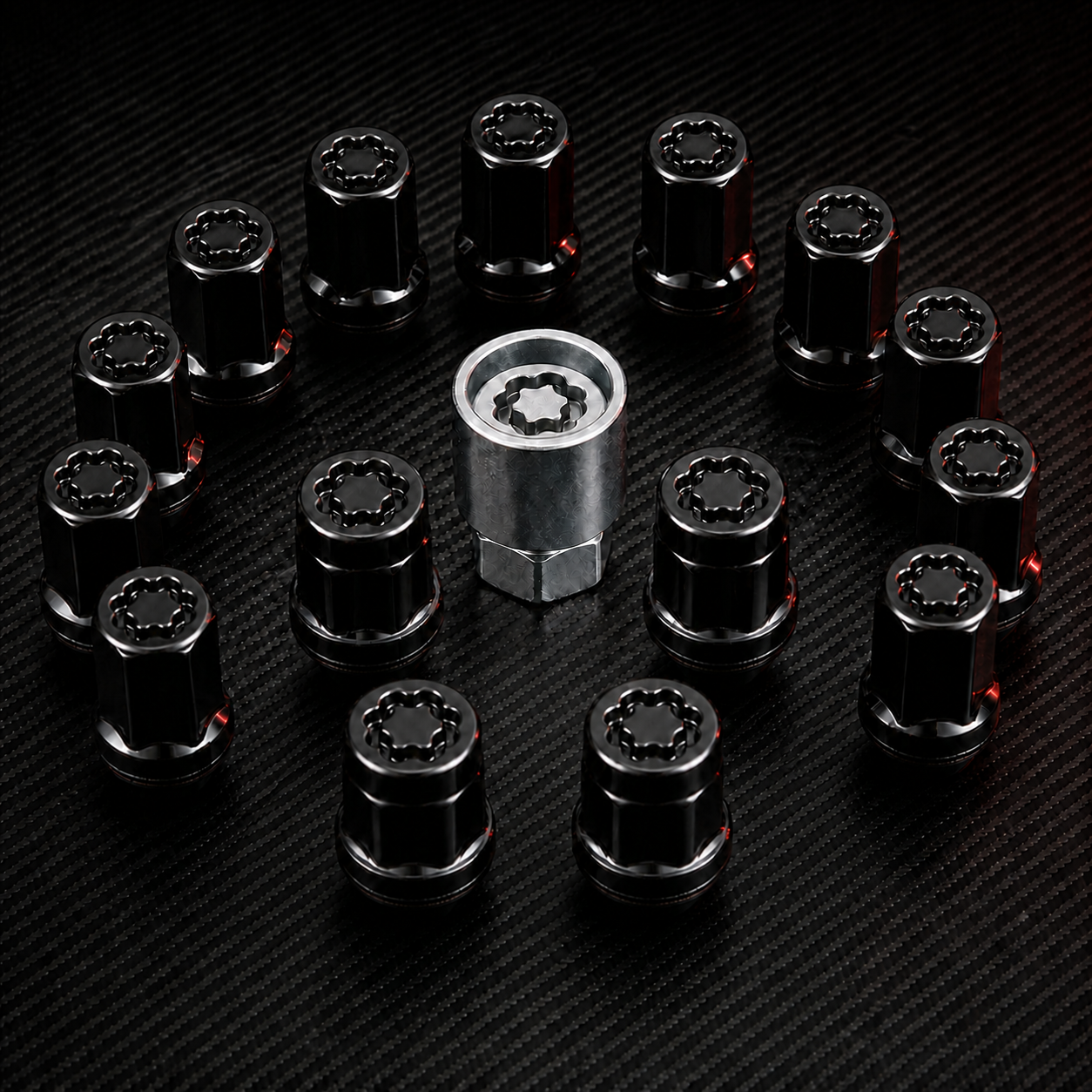 WheelElite Full Lock Lug Set with a locking keyway on every lug