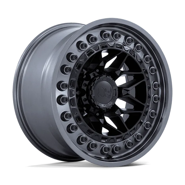 Black Alpha BR008MA20106318N - 20x10 / -18mm / 6X135 / Matte Black W/ Gunmetal Lip