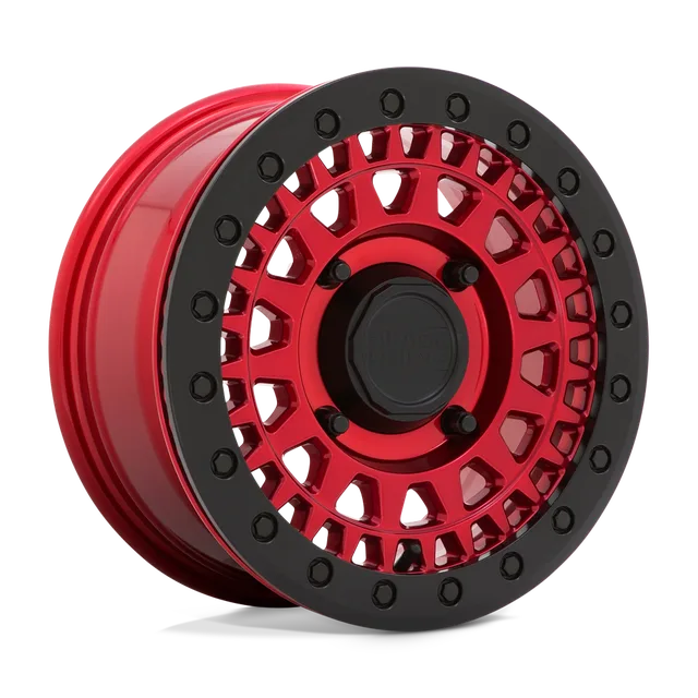 Black Parker Utv Beadlock 1470PKB364136R06 - 14x7 / +36mm / 4X137 / Candy Red W/ Black Bead Ring