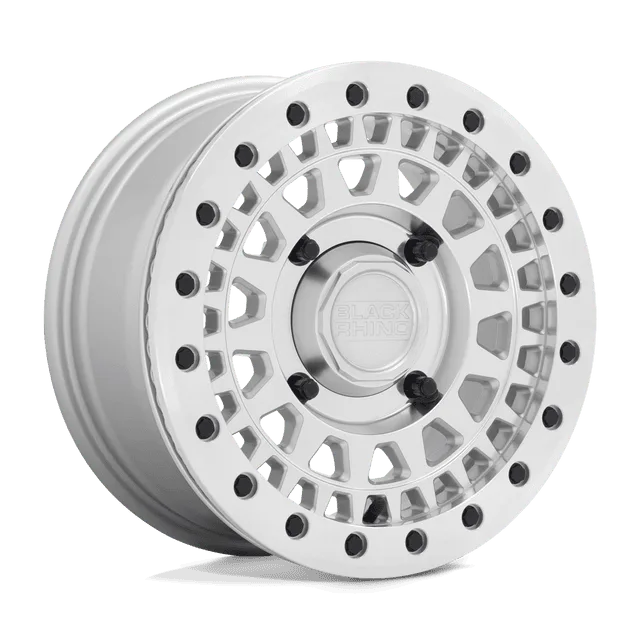 Black Parker Utv Beadlock 1570PKB364110S82 - 15x7 / +36mm / 4X110 / Silver W/ Mirror Cut Face