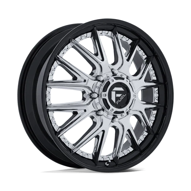 Fuel Catalyst Dually D407248292 - 24x8.25 / +105mm / 8X200 / Chrome W/ Gloss Black Lip