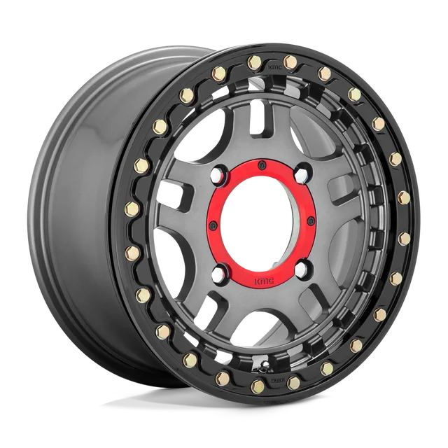 Kmc Recon Utv Beadlock KS24057048438 - 15x7 / +38mm / 4X137 / Gun Metal W/ Gloss Black Ring