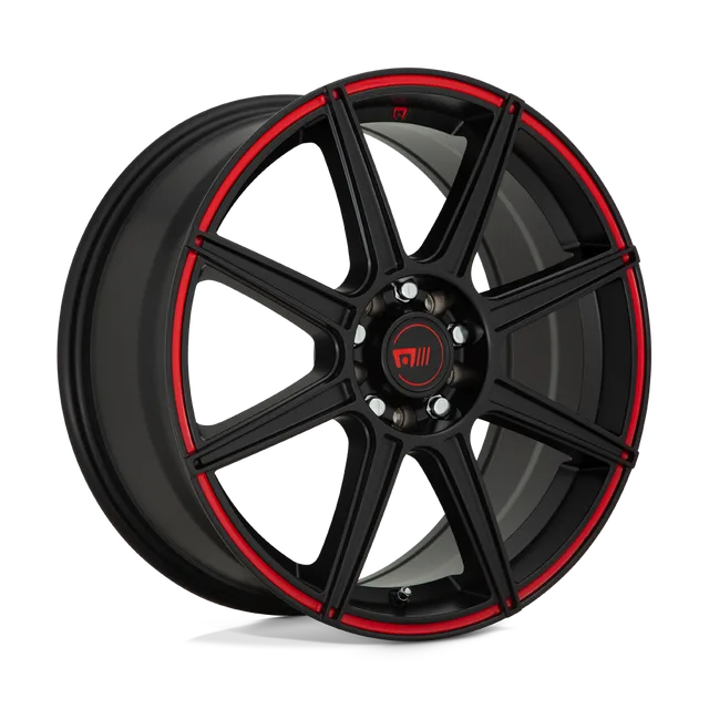 Motegi Cs8 MR14277017940 - 17x7 / +40mm / 5X114.3/5X120 / Satin Black W/ Red Stripe