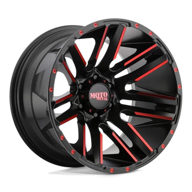 Moto Razor MO97821055524NRC - 20x10 / -24mm / 5X139.7 / Satin Black Mach W/ Red Tint