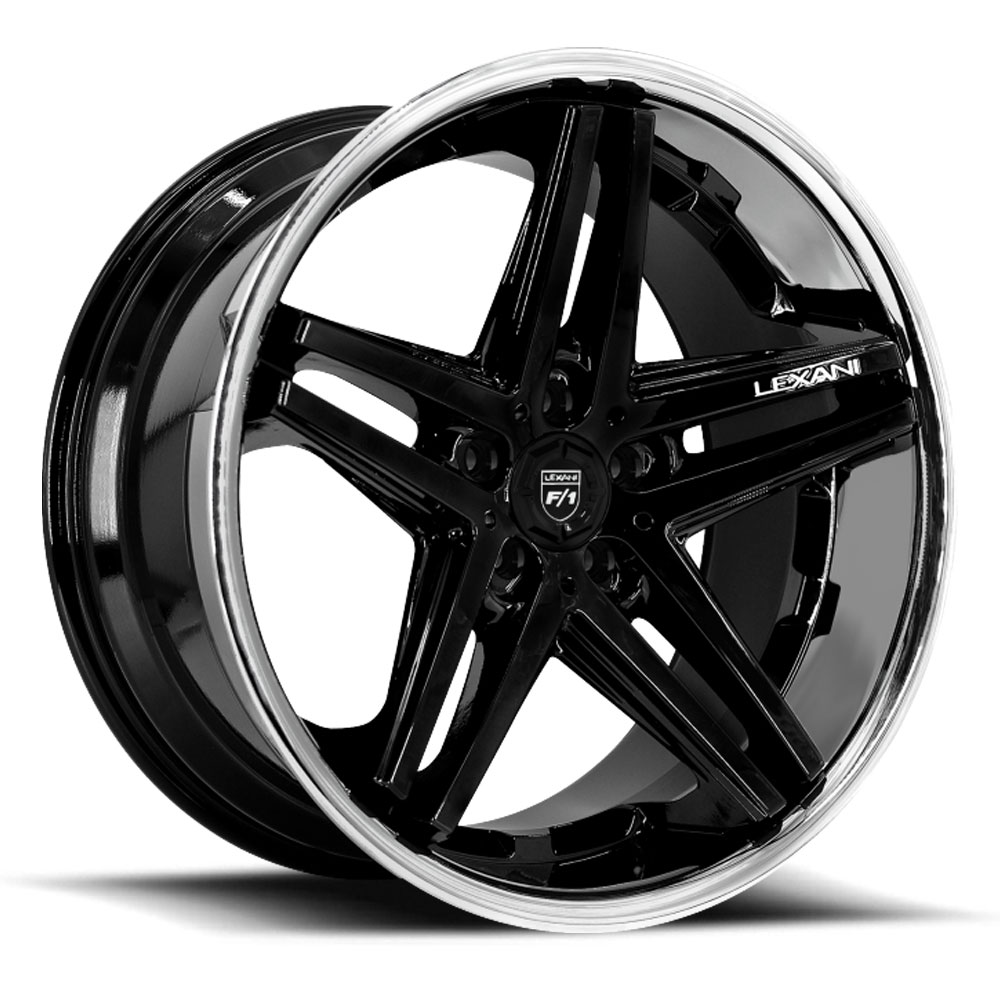 Lexani Cast Wheels Ekko WTD-LEXANI-CAST-WHEELS-EKKO-20-GLOSS-BLACK-W-SS-LIP - 20x9 / +35mm / 5X112/5X114.3/5X120 / Gloss Black W/ Ss Lip