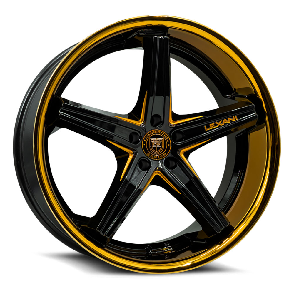Lexani Cast Wheels Fiorano WTD-LEXANI-CAST-WHEELS-FIORANO-20-GLOSS-BLACK-WITH-GOLD-RIM - 20x9 / +35mm / 5X112/5X114.3/5X120 / Gloss Black With Gold Rim