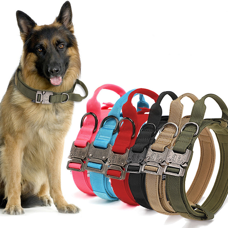 Dog GPS Tracking Collar Metal Buck Tactical Dog Collar With Airtag Air Tag Holder with Generic GPS Tracker not Apple Brand