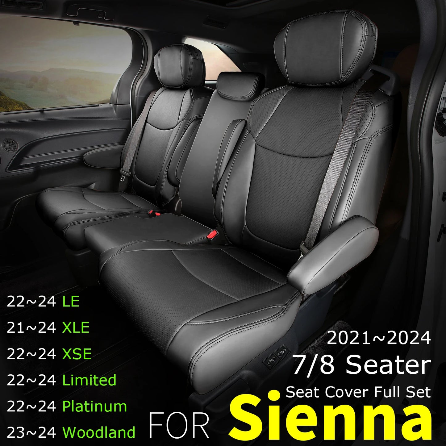 Suitable for Toyota Sienna 2021 2022 2023 2024 car seat covers skin full set truck cover Platinum LE XLE XSE Woodland 7/8 seat
