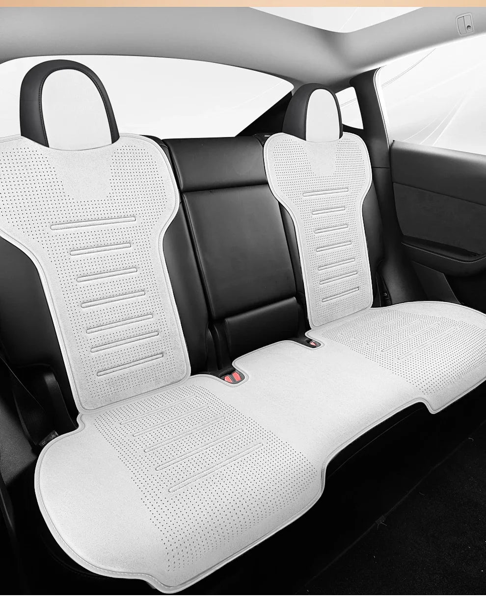 Custom Fit Car Accessories Suede Saddle Seat Cushion Pad Half Covered For Tesla Model Y