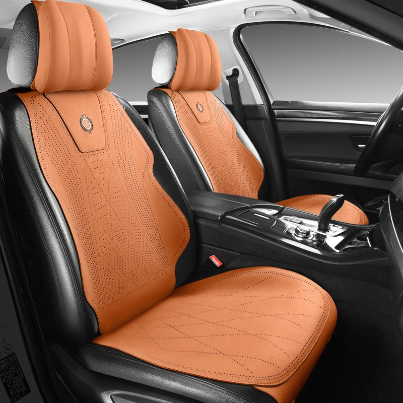 Car Seat Cushion All Seasons Universal Ultra Thin Suede Light Luxury Saddle  Napa Leather Ventilation Breathable  Cus