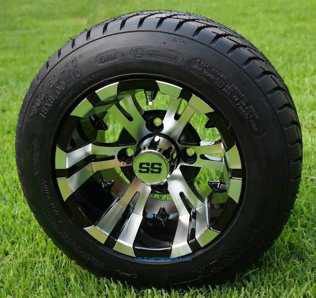 Golf Cart Wheels and 205/50-10 DOT Low Profile Golf Cart Tires Combo-SET OF 4
