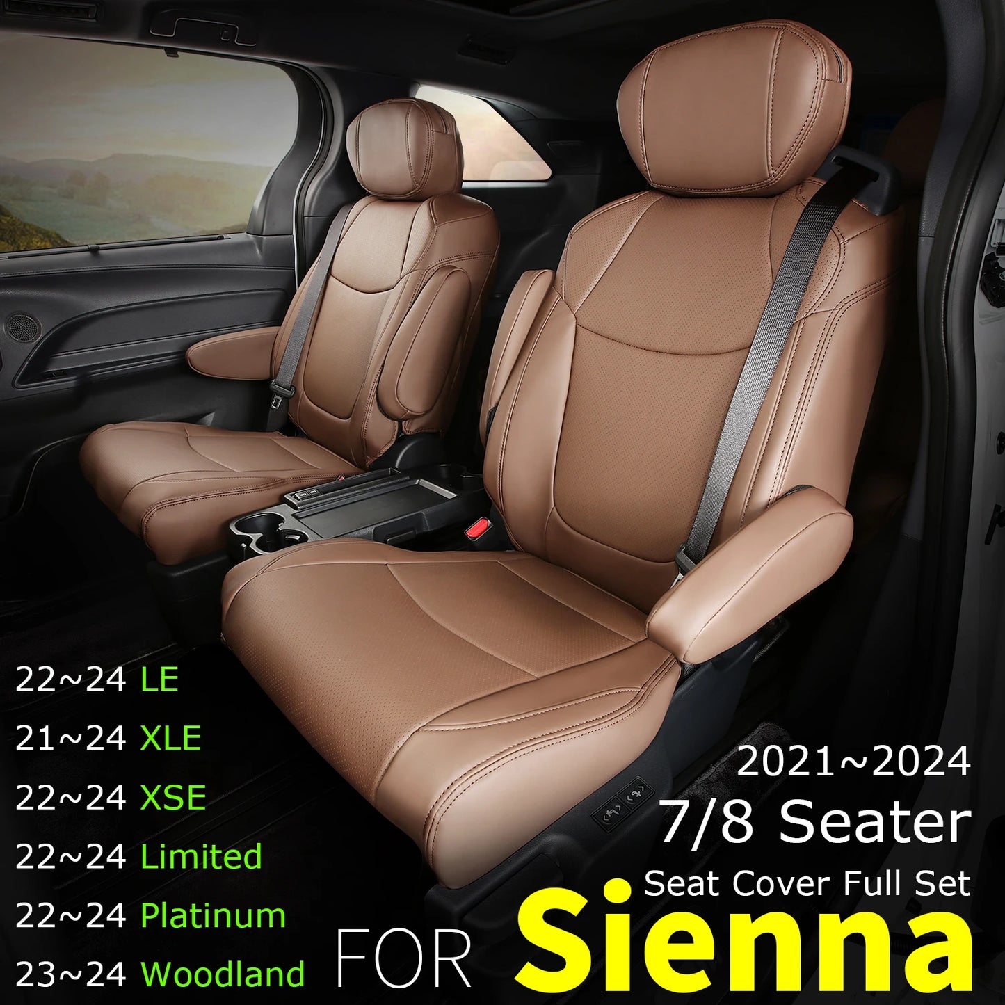 Suitable for Toyota Sienna 2021 2022 2023 2024 car seat covers skin full set truck cover Platinum LE XLE XSE Woodland 7/8 seat