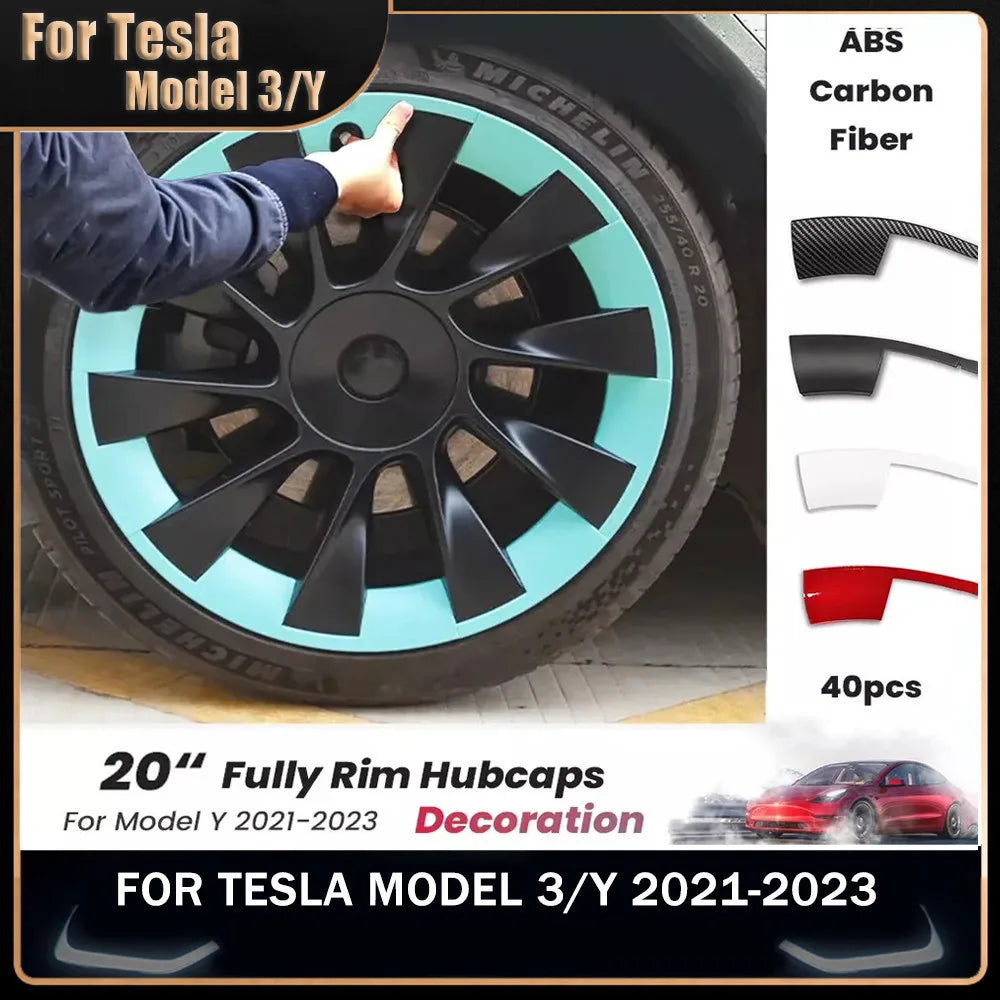20/21 Inches Hub Caps Patch Luminous Wheel Cover Car ABS Wheel Protector For Tesla Model Y 2024 Automobile External Parts