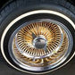 14 inch 100-Spoke Straight Lace w White Wall Tires (14x7) or (14x6) | Includes 4 Knock Offs, 4 Adapters and Tool | 13 Inch Rims | All Gold Finish